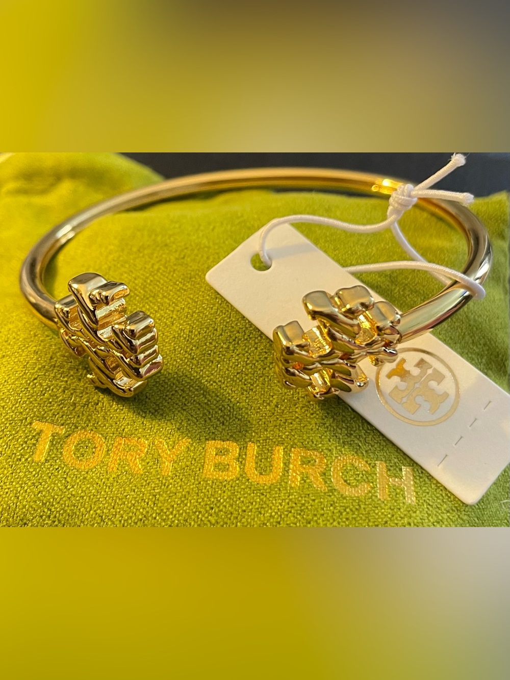 Tory Burch Gold Double-T Open Cuff Bracelet